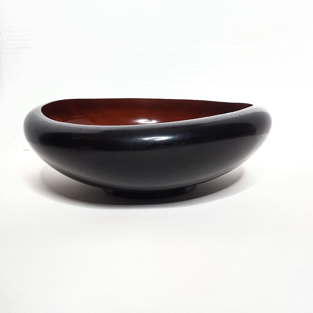 Wood Carved Bowl Cupped Edge